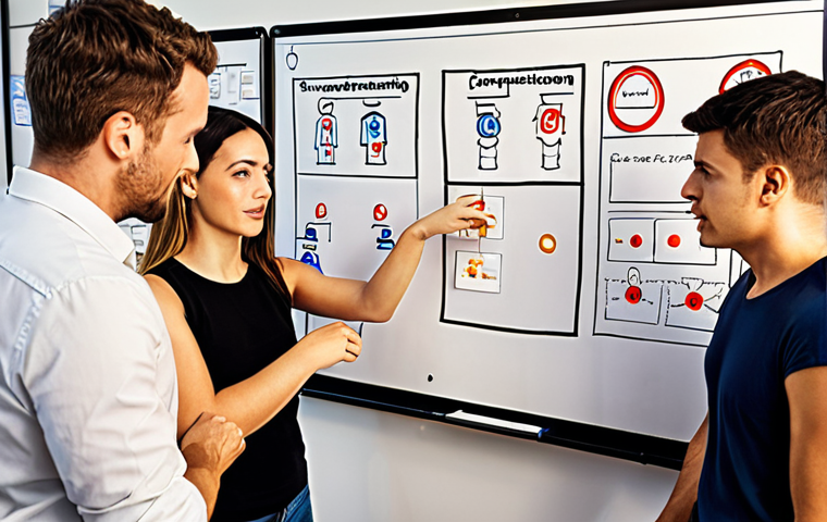 ** A diverse team collaboratively brainstorming around a whiteboard covered in skill charts and diagrams. Emphasize expressions of engagement, collaboration, and mutual learning. Soft, warm lighting. Concept: Collective Intelligence, Skill Development.
**